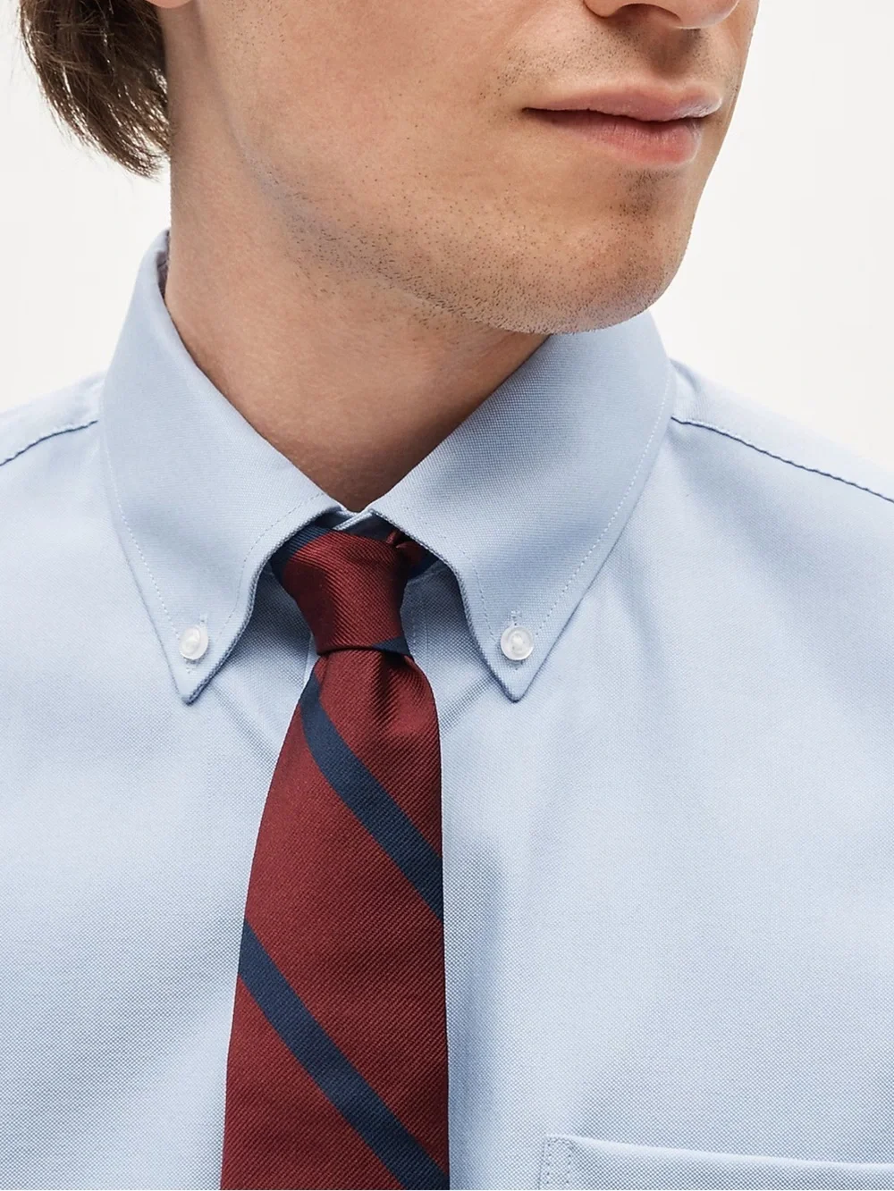 J crew soft blue Slim Bowery performance stretch oxford shirt button-down collar